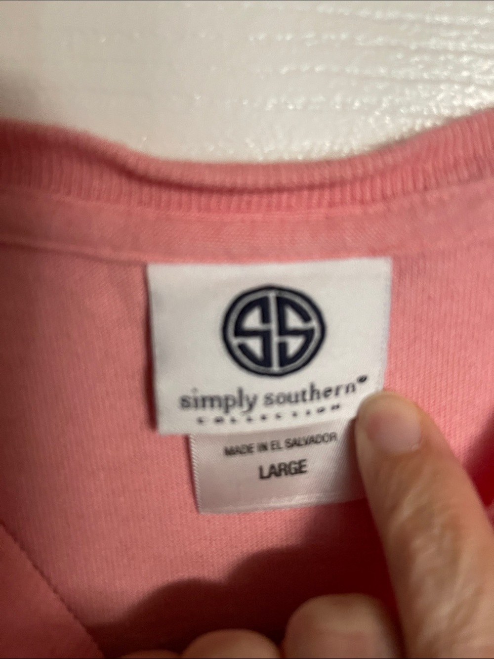 Simply Southern Pink Tee with Navy Striped Feather Graphic - Picture 2 of 3